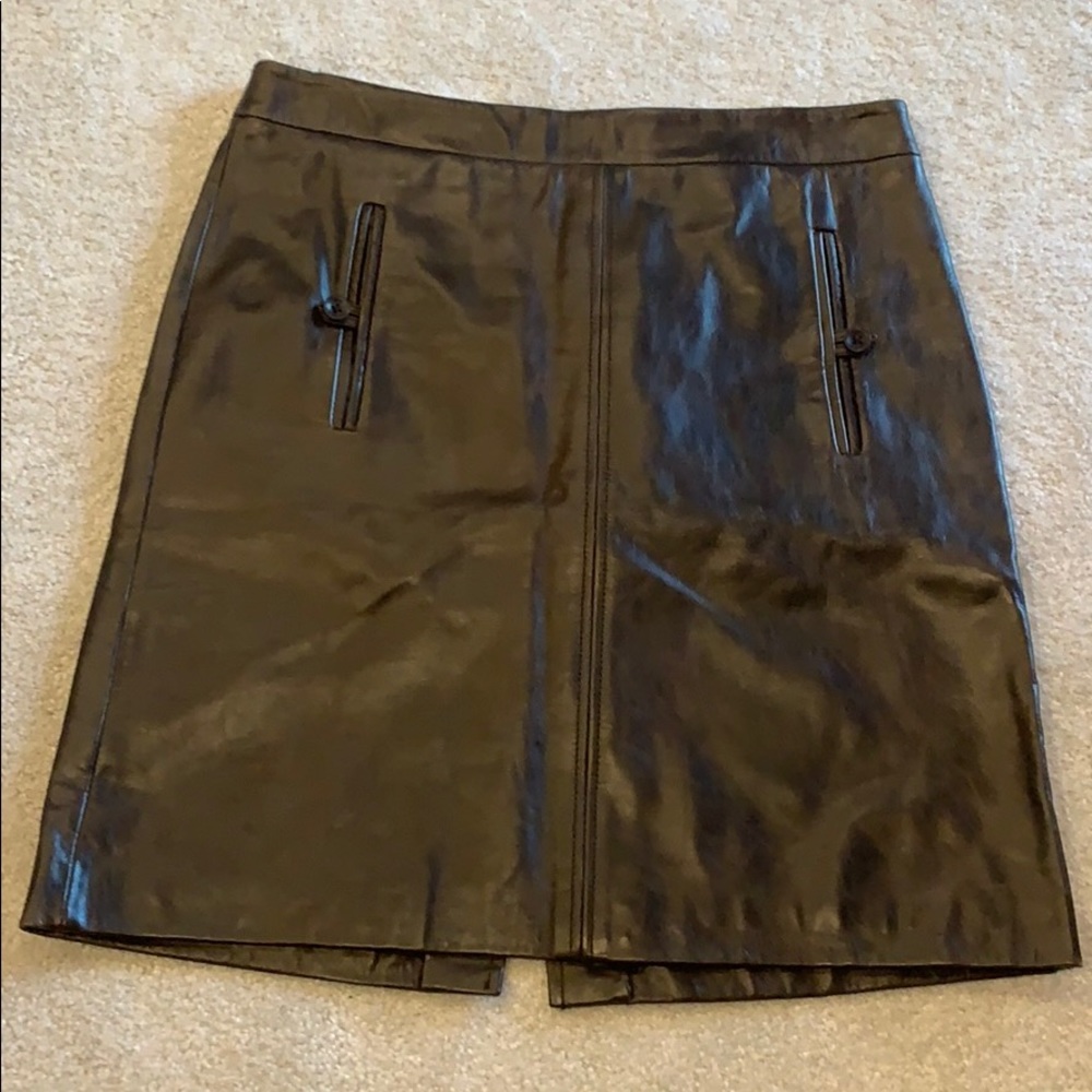 Parallel 100% leather brown pencil skirt